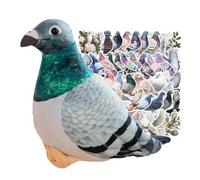 bzjqh Pigeon Plush Toy Set, Realistic Stuffed Pigeon Pillow with Stickers, Cute Bird Plushie Gift for Kids, Symbol of Peace (Soft & Huggable)