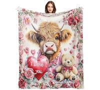 bzjqh Valentine's Day Blanket, Funny Anniversary Blanket, Soft Flannel Heart Pattern Throw Blanket for Couples, Couch, Bed - Romantic Gift for Him/Her, Anniversary, Wedding-100x150 cm (brown)