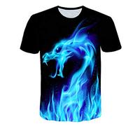 BZNOO 3D Printed T Shirts,Unisex Blue Fire Dragon Graphic T Shirt Summer Casual Short Sleeve Novelty Tee Shirts Tees Tops Street Wear For Men Women
