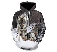 BZNOO Kids Teen Girl Boy Hoodies, Unisex Kids 3D Print Wolf Hoodie Funny Pullover Sportwear Hoody Jumper Sweatshirts Tops With Pockets For 4-16 Years-160