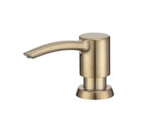 BZOOSIU Kitchen Sink Soap Dispenser, Built in Soap Dispenser Kitchen Countertop, Brushed Gold ABS Pump Head with Refillable Bottle, Under Counter Dish Soap Hand Lotion Dispenser