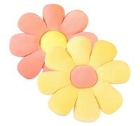 BZQCPLX 2 PCS 40cm Daisy Flower Seating Cushion,Flower Floor Cushion Pillow, Flower Shape Cushion,Plush Stuffed Seat Pad Tatami Seating Pillow for Car Home Sofa Chair(Pink+Yellow)