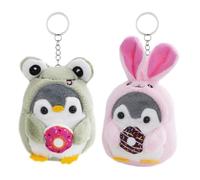 BZQCPLX 2 pcs Small Stuffed Animals,Cute Penguin Plush Animal Toy with keychain, 12cm Animal Keychain, Penguin Faux Fur Fluffy Key Ring,Penguin Doll Keyring for Backpack Decoration