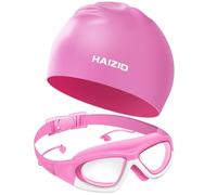BZQCPLX 2 Pieces Kids Swimming Goggles, Swimming Cap Kids, Elastic Silicone Swim Hat, Adjustable Swimming Goggles, Waterproof Swimming Hat Kids, for Teens Children Age 3-12