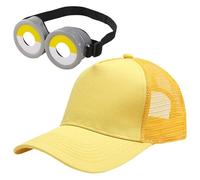 BZQCPLX 2 Little Yellow Man Goggles and Hat, Cartoon Goggles, Animation Glasses, Funny Decorative Little Yellow Men Cosplay for Christmas Halloween Festive Party Dress Up