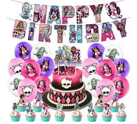 BZQCPLX 30pcs Monster Theme Party Supplies - Cartoon Decorations, Birthday Banner, Cake Topper for Children's Party