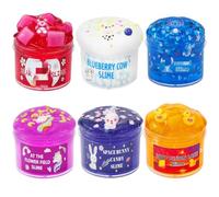 BZQCPLX 6PCS Animal Crystal Clear Slime Kit,Super Soft and Non-Sticky Slime Clay,Fluffy Jelly Elastic Slime Mud,Cute Charms Stress Relief Slime Toys,Stress Relief Slime Putty Toy for Kids Girls Boys