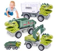 BZQCPLX Dinosaur Baby Toys Trucks, 3 pcs Dinosaur Digger Toy Car, Dinosaur Friction Powered Truck Toy Dinosaur Construction Toys for Boys and Girls Christmas Birthday Educational Gifts Set