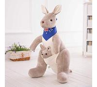 BZQCPLX Kangaroo Teddy with Babies Inside, Lifelike Cuddly Kangaroos Stuffed Animal Plush Soft Toys, Kawaii Presents for Kids Girls Boys Birthday Party Decoration (Grey)
