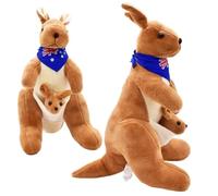 BZQCPLX Kangaroo Teddy with Babies Inside, Lifelike Cuddly Kangaroos Stuffed Animal Plush Soft Toys, Kawaii Presents for Kids Girls Boys Birthday Party Decoration (Yellow)