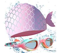 BZQCPLX Kids Swimming Goggles Swim Cap Set,Swim Goggles No Leaking Swimming,Kids Swim Cap Protection,Goggles Child Swim Cap for Boys Girl Toddler