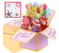 BZQCPLX Pop up Happy Birthday Card, 3D Pop up Birthday Cards, 80th Birthday card, Happy Birthday Greeting Card, Pop Up Birthday Cards Box for Adults and Kids with Envelopes
