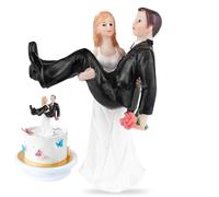 BZQCPLX Wedding Cake Topper Romantic, Bride and Groom, 2 Pieces, White, Black, Blonde, Resin, 8.5 x 12.6 cm, Wedding Occasion