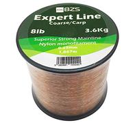 BZS Expert Carp Coarse Fishing Line Nylon Monofilament - Strong Tension High Load String Spool 4lb 5lb 6lb 8lb 10lb 12lb 15lb 20lb 25lb 30lb 40lb 50lb 60lb (Brown, 0.25mm 3.6Kg / 8lbs / 1,867m)