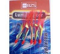 BZS Luminous Exciter Bass Mackerel Feathers Rigs Hooks for Sea Fishing Cod Lures Bait Tackle Accessories, Pack of 5