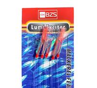 BZS Luminous Mackerel Feathers Sea Fishing Rigs (Lumin Exciter 5 Packs)