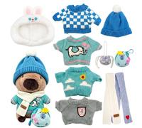 Bztezml 11pcs Capybara Plush Animal Set, Cute Water Pig | Capybara Cartoon Plush Animal Set with Clothes and Accessories for Living Room Christmas