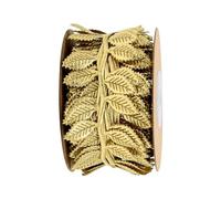 Bztzhm 10M Gold Leaf Ribbon Trim Rope, Artificial Leaf Ribbon, Gold Leaf Ribbon, for DIY Crafts Gift Wrapping and Party Wedding Home Garden Decoration, Gold Trim for DIY Crafts