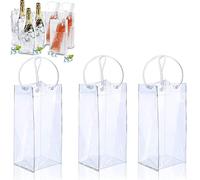 Bztzhm 3Pcs PVC Clear Wine Cooler Bag, Ice Wine Bag, Ice Bag for Wine Beer Bottle, Leak-Proof Ice Bag for Chilled Drinks, Champagne, Beer, Outdoor, Party, Camping, Taverns