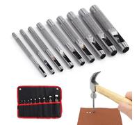Bztzhm Leather Punch Set, 9 Pieces High Carbon Steel Hole Tools, for Leather, Watch Strap, Sealing Belt, Shoe, Fabric, Linen Clothes, Eyelet Round