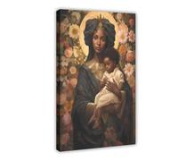 bzuda African-American Virgin Mary Poster Canvas Poster Bedroom Decor Landscape Office Room Decor Gift 08x12inch(20x30cm)