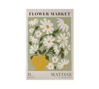 bzuda Henri Matisse Inspired White Flowers in Yellow Vase Poster Canvas Poster Bedroom Decor Landscape Office Room Decor Gift 16x24inch(40x60cm)