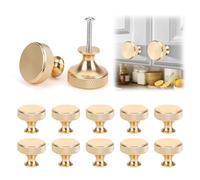 BZUEPRS 12PCS Round Cabinet Knobs, Gold Handles for Drawers, Wardrobe Door Handles, Kitchen Drawer Handles with 24PC Screws (40 & 25mm), Hardware Cupboard Knobs for Cupboard Wardrobe Furniture