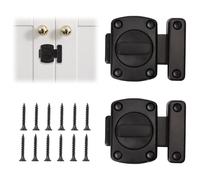 BZUEPRS 2Pcs Bathroom Door Bolt Lock Toilet Door Latch Rotate Bolt, Gate Slide Latch Safety Gate Latch with Screws for Various Doors Toilet Cupboard Cabinet Window Hotel (Black)