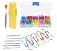BZUEPRS 512Pcs Bulb Safety Pins, Gourd Shaped Locking Pins, 10 Color Knitting Stitch Markers 9 Pcs Big Eye Sewing Needles with Plastic Box, 3-in-1 Needle Threaders for Clothing, Knitting, Sewing, DIY