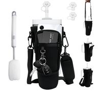 BZUEPRS Water Bottle Carrier Bag for Stanley Cup, Water Bottle Holder with Adjustable Strap Phone Pocket, Stanley Cup Pouch Fits 40oz Tumbler with Bottle Brush Straw Cover for Walking Hiking Camping