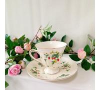 BZVCRTYKL Coffee Cup Mug 260ml Pottery Ceramic with Saucer & Spoon Set European Retro and Exquisite ins Coffee Dish British Phnom Penh French Restaurant for Home use N/2487