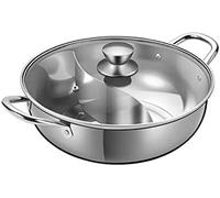 BZVCRTYKL Hot Pot, Stainless Steel, Two-Handled, Divider, Two-Meal, Mandarin Duck, Tabletop, hot, Two-Flavor, two-flav/1740