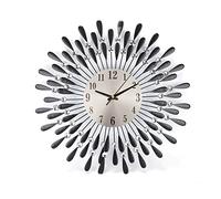 BZVV 3D Diamante Beaded Crystal Jeweled Sunburst Wall Clock, Metal Art Dial 3D Crystal Mute Wall Clock, Electronic Quartz Clock for Living Room, Bedroom, Kitchen, Home Decor (Black)
