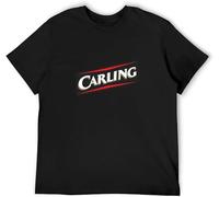 BZYTQA Retro Carling Beer T-Shirt Graphic Printed Top Tee for Men Black