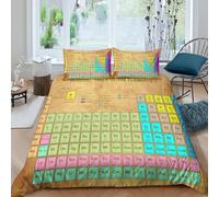 BZZOLASP 3D Print Soft Microfiber Periodic Table Duvet Cover Easy Care Bedding Set with Pillow Shams Educational Science Comforter Cover All Season Breathable Washable for All Super king（260x220cm）
