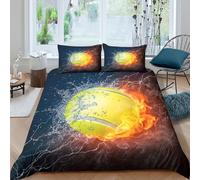 BZZOLASP 3D Printed Cosy Microfibre TennisBall Quilt Cover All Season Bedding Sets with Pillow Cases DynamicSportsArt Comforter Cover All Season Easy Care Machine Washable for Couples King（220x240cm）