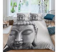 BZZOLASP 3D Super Soft Microfiber Buddha statue Duvet Cover Set All Season Bedding Set with Pillow Shams Zen meditation style Bed Quilt Cover Easy Care for Bedroom Decoration Single（135x200cm）