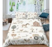 BZZOLASP Breathable 3D Print Microfiber Farm animals Duvet Cover All Season Soft Bedding Set w/Pillowcases Rustic woodland style Quilt Cover Sets Easy Care for Kids Boys Girls King（220x240cm）
