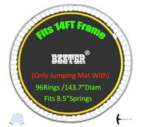 Bzzter Replacement Trampoline Mat,11.97FT Diameter Mat with 96 Rings,Fits 14ft Round Frame Fits 8.5" Springs,10 Rows of Stitching for Longer Lasting,w/Pull Hook and Gloves