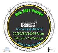 Bzzter Replacement Trampoline Mat 14ft 80 Rings 147.6" Diam Fit 6.5"-7.0" Spring，Trampoline Mat Fit 14ft Frame, Not 14ft Diameter Mat,10 Rows of Stitching for Longer Lasting ,w/Pull Hook and Gloves