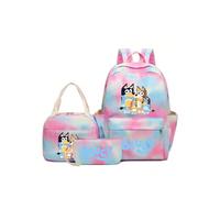 (c-1) Bluey Family Anime Character Peripheral Colorful Backpack Three-Piece Set Puppy Pattern Children'S Large Capacity Schoolbag Gift