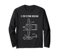 C-119 Flying Boxcar American Plane Aircraft Blueprint Long Sleeve T-Shirt