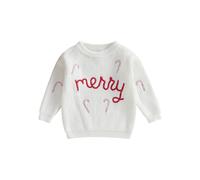 (c, 12-18 Months) Baby Boys Girls Christmas Sweaters Cute Candy Cane Embroidery Long Sleeve Knit Pullover Tops Toddler Winter Clothes