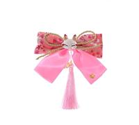 C-123 Hair Clip Hair Clip Bow Fabric Kitsune Mask Fox Tassels Hair Clip Hair Clip Hair Clip Hair Clip Japanese Geisha Kimono Accessory (03- Pink)