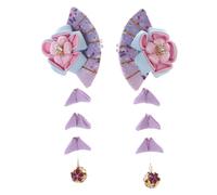 C-126 Purple Fan Shape Handmade Sakura Cherry Blossom Fabric Flowers Tassels Hair Clip Hair Clip Hair Clip Japanese Geisha Kimono China Hanfu Accessory