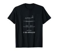 C-130 Hercules Military Transport Plane Airplane Blueprint T-Shirt