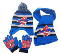 (C) 3-8 Years Kids Spiderman Winter Beanie Hat Pompom Knitted Hat Scarf Gloves Set Gifts
