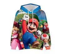 (C, 6-7 Years) Super Mario Bros Hoodies 3d Cartoon Print Casual Drawstring Sweatshirt Hooded Pullover Tops Kids Birthday Gift