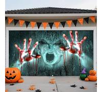 C,8 * 7ft/2.4 * 2.1m,Terrifying Halloween Garage Door Banner - Scary Movie Horror Background with Ghosts, Haunted Yard & Creepy Outdoor Décor for Home, Party & Holiday Decorations