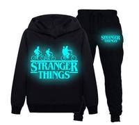 (C, 9-10 Years) 7-14 Years Kids Boys Girls Stranger Things Luminous Outfit Set Pullover pants Tracksuit Set Gifts